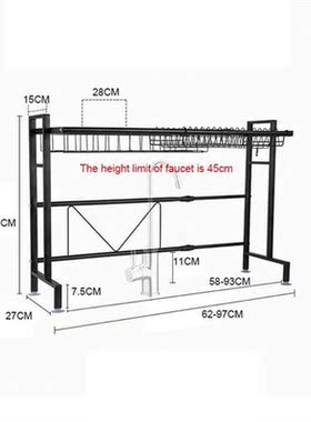 1/2Tier Multi-use Stainless Steel Dishes Rack Dual Sink Drai