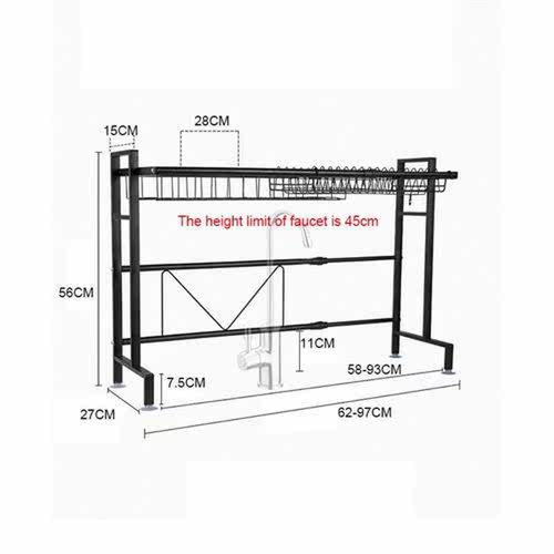 1/2Tier Multi-use Stainless Steel Dishes Rack Dual Sink Drai
