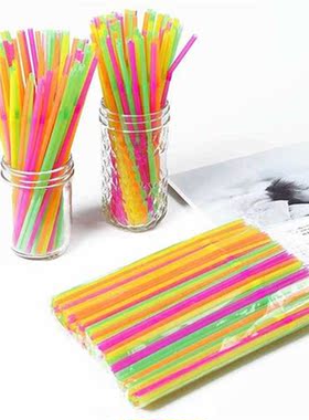 Pcs Fluorescent Plastic Bendable Drinking Straws Disposab