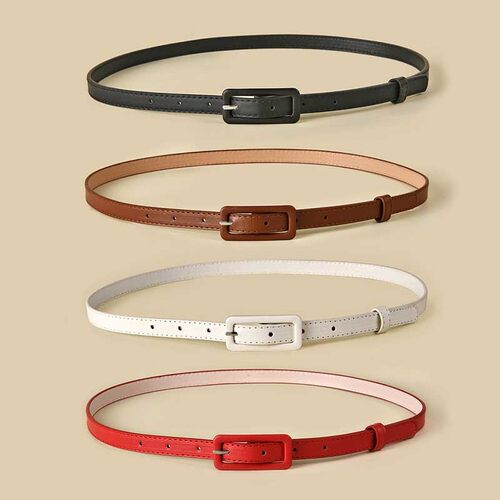 Multi-color Lady's Slender Thin Belt Square Head Pin