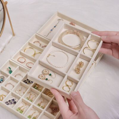 Velvet Jewelry Organizer Tray Ring Bracelet Gift Box Jewlery