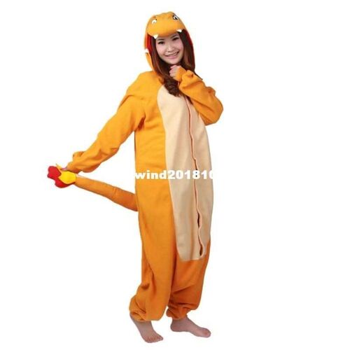 Adult Flannel Kigurumi Charmander Pokemon Cosplay Costume Un