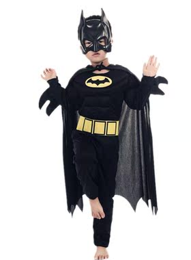 Kids Boys Muscle Costumes with Mask Cloak Movie Character Su