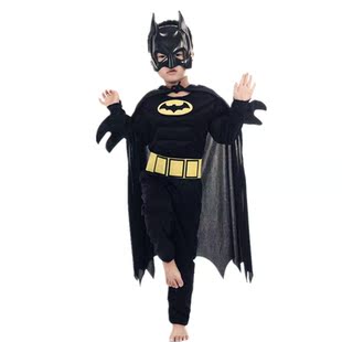 Kids Boys Muscle Costumes with Mask Cloak Movie Character Su