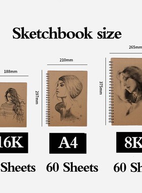 8K/16K/A4 60Sheets Sketchbook for Drawing Pad Book Watercolo