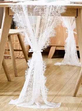 x 118 Inch White Lace Table Runner Floral Table Runner for