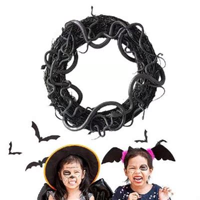 Black Rattan Wreath Scary Wreath With Rattan And Realistic