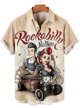 Shirts For Men 3d Vintage Fashion Violin Rocker Printed Rock