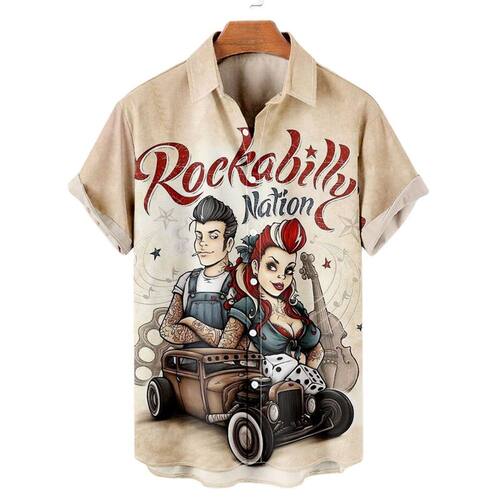 Shirts For Men 3d Vintage Fashion Violin Rocker Printed Rock