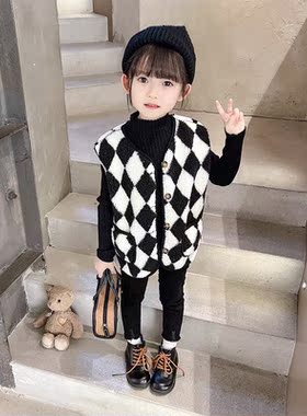 Autumn Children Warm Plaid Thicken Vest Baby Fleece Waistcoa