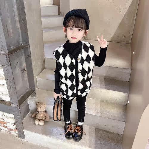 Autumn Children Warm Plaid Thicken Vest Baby Fleece Waistcoa