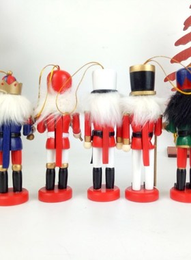 5pcs 12cm Wooden Nutcracker Puppet Drawing Walnuts Soldier C