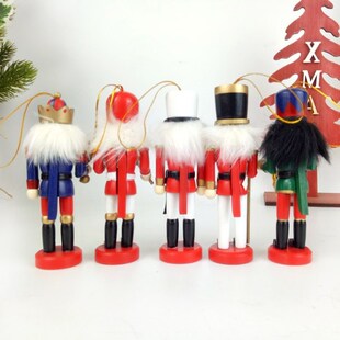 5pcs 12cm Wooden Nutcracker Puppet Drawing Walnuts Soldier C