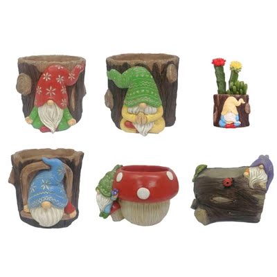 New Resin Gnome Flower Pot Succulent Plant Pots Dwarf  Elf C
