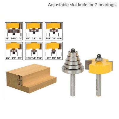 7Pcs 1/4''(6.35mm) 1/2 8MM Rabbet Router Bit with 6