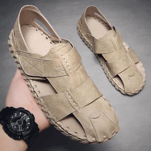 Men's Summer Sandals Leather Handmade Half Cover