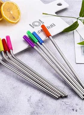 Reusable Beer Stainless Steel Straws with Silicone Tips with