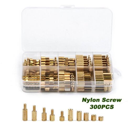 300 PCS M3 Brass Copper Pillar Stand Off Kit Hex Column Spac