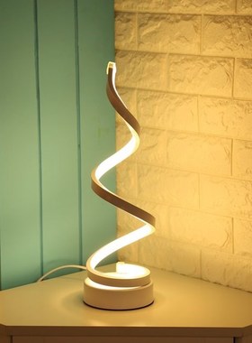 Modern LED Spiral Table Lamp Curved Desk Bedside Lamp Cool W