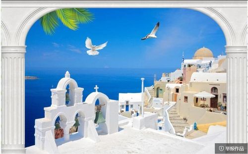 WDBH Custom photo mural 3d wallpaper Roman column Aegean arc