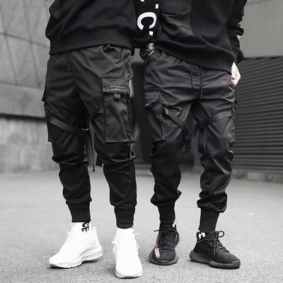 Ribbons Harem Joggers Men Cargo Pants Setwear 2022 Hip Hop C