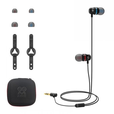 Wired Earbuds Durable Ergonomic With Earcap Black In-Ear 360