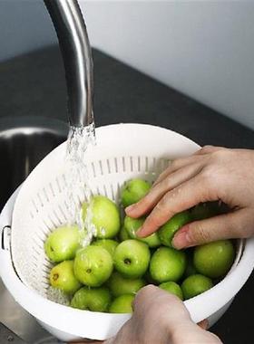 White Pink  Double Drain Basket Bowl Multi-function Kitchen