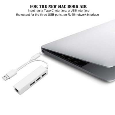 USB Ethernet with 3 Port HUB USB 2.0 Type-C RJ45 Lan Network