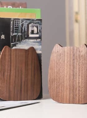 Tabletop Magazine Holder Cat Bookend Wooden Book Stopper Ant