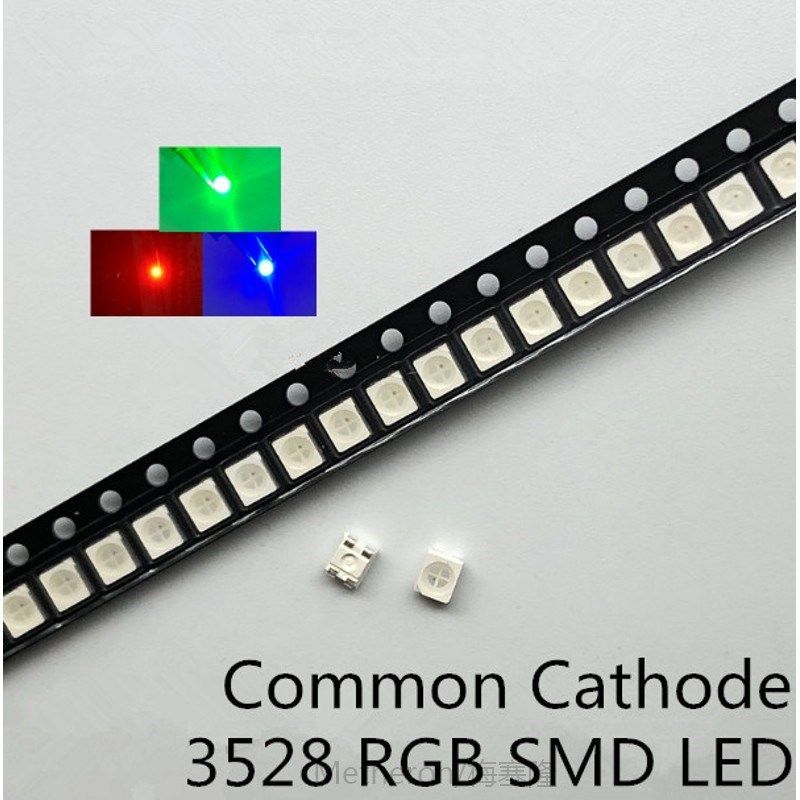 100pcs SMD 3528 RGB LED Common CATHODE 20mA SMT Chip Tricolo
