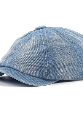 Cotton Denim Beret Hat Men Women 2022 Fashion Spring Vintage