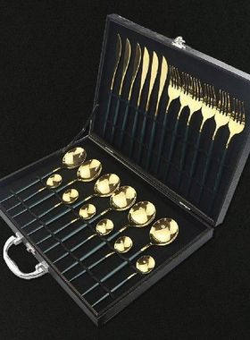 24Pcs Colorful Dinnerware Set Stainless Steel Cutlery Set