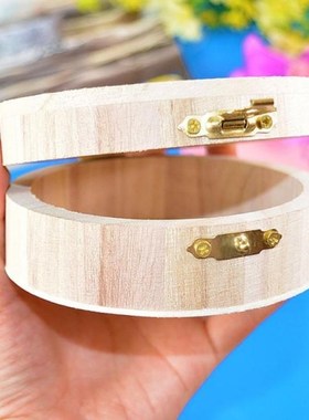 Round Wooden Ring Case Earrings Trinket Jewellery Storage We