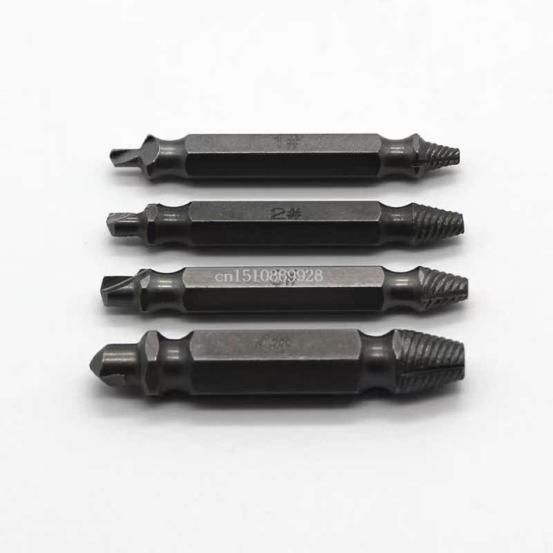 4pcs/set Double Side Screw Extractor Drill Bits Guide Broken