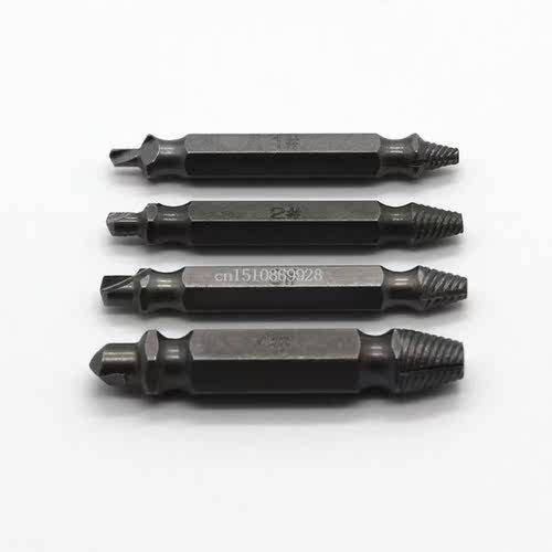 4pcs/set Double Side Screw Extractor Drill Bits Guide Broken