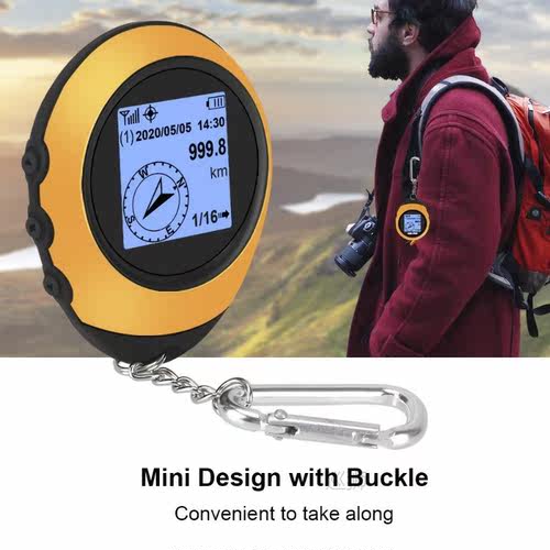 Mini GPS Tourist Navigator Handheld With Buckle Compass For
