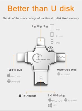 Ingelon Sd-Card-Reader Microsd Phone Metal Memory for Ios 6/