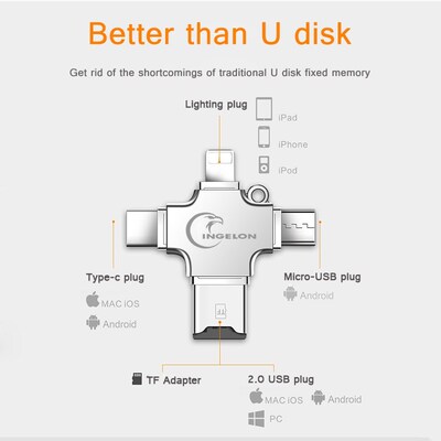 Ingelon Sd-Card-Reader Microsd Phone Metal Memory for Ios 6/