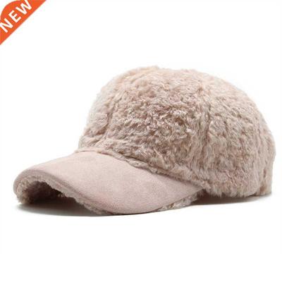 Winter Women Baseball Cap Wool Sheepskin Thicken Warm Solid