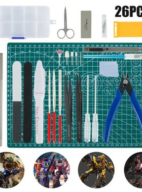 26pcs Model Building Tools Set Pliers Tweezers Cutting Mat M