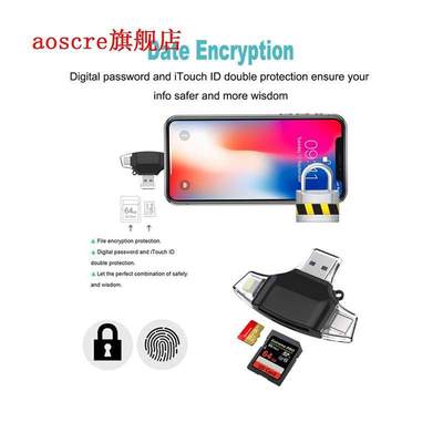 Type C Micro-USB 8PIN TF/SD Card Reader 5in1 OTG Flash Memor