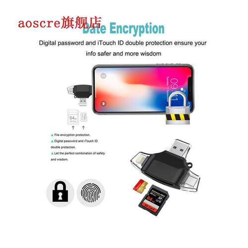 Type C Micro-USB 8PIN TF/SD Card Reader 5in1 OTG Flash Memor