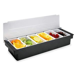 6 Compartment Condiment Dispenser Bar Fruit Caddy Garnish