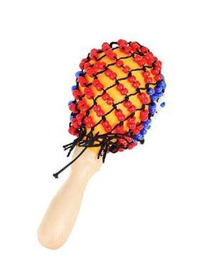 T4MF 1 Pair Beads Net Wooden Sand Hammer Hand Tambourine