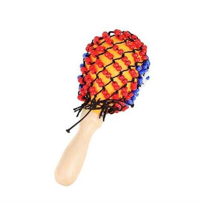 T4MF 1 Pair Beads Net Wooden Sand Hammer Hand Tambourine
