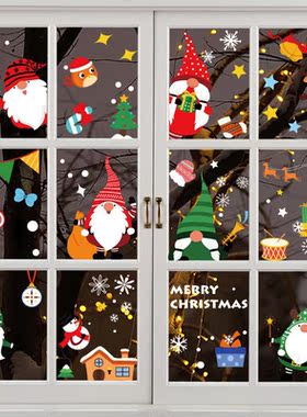 Christmas Glass Stickers 6 Styles Santa Claus Xmas Window St