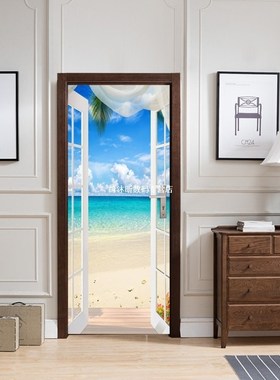 Door Decor Stickers 3D Wall Mural Removable Self-adhesive l