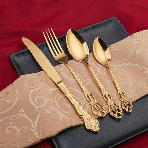 24pcs Cutlery Set Gold Dinnerware Stainless Steel Royal