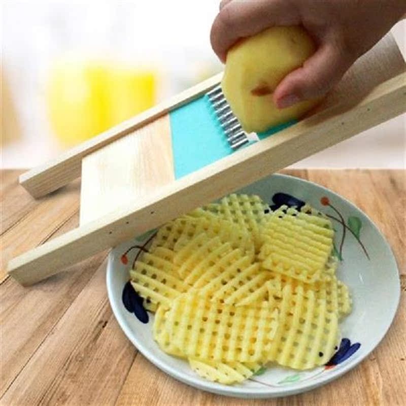 Solid Wood Potato Grid Slicer Potato Net Flower Vegetable
