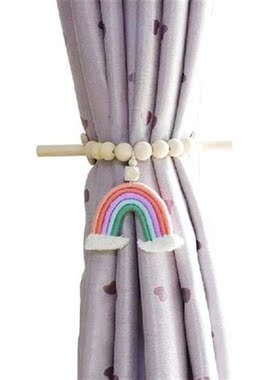 Rainbow Tassel Wooden Beads Curtain Tieback Bohemian
